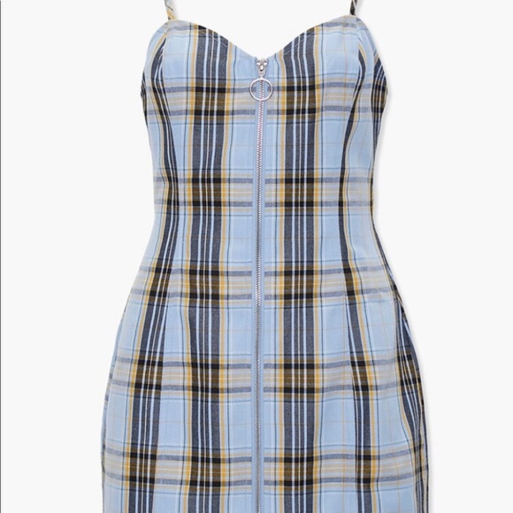 Plaid Zip Front Mini Dress